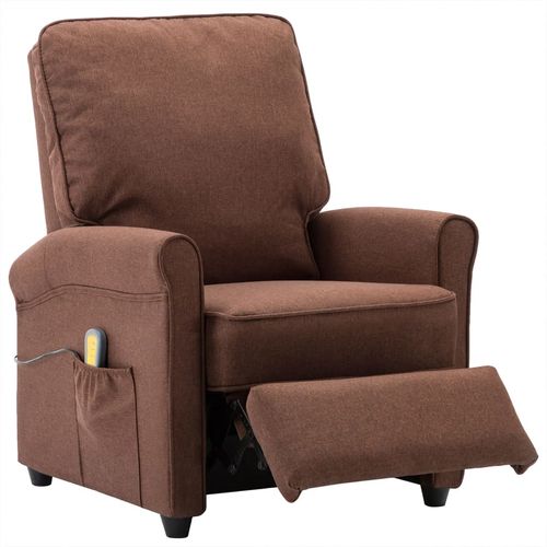 Električna masažna fotelja od tkanine smeđa slika 3