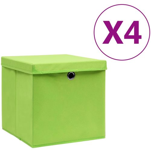 Kutije za pohranu s poklopcima 4 kom 28 x 28 x 28 cm zelene slika 38