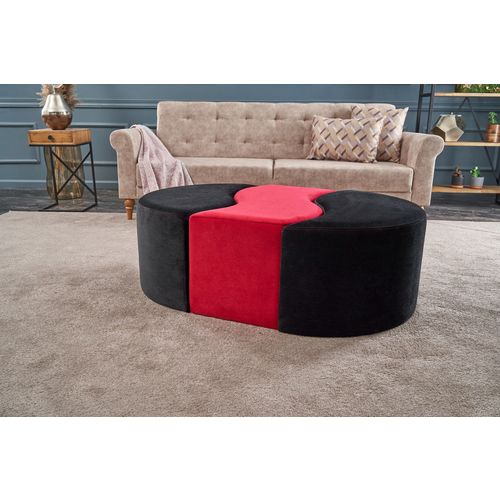 Atelier Del Sofa Tabure, Crno Crvena, Alya Puf - Black, Red slika 3