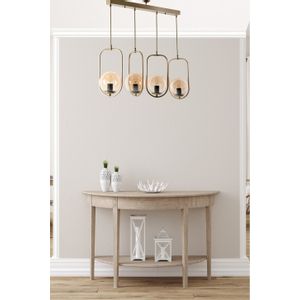 Ahu 4 Lü Sıralı Bal Camlı Eskitme Sarkıt Copper Chandelier