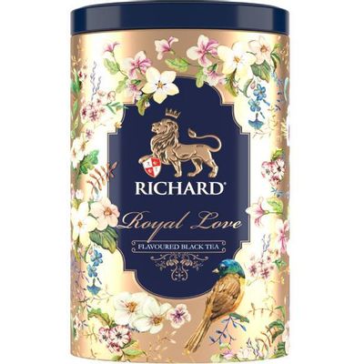 Richard Royal Love - Crni cejlonski čaj sa bergamotom, narandžom i vanilom, 80g rinfuz, GOLD metalna kutija