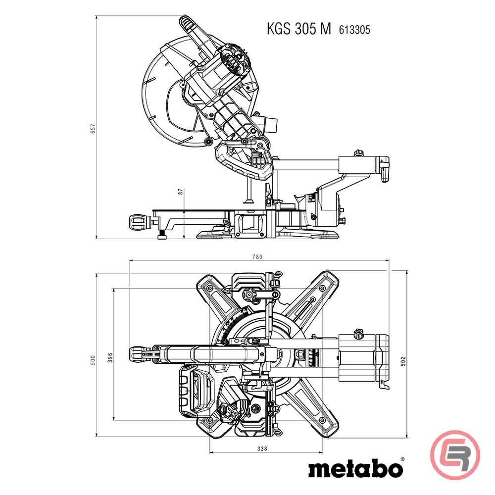 Metabo Pila Kružna KGS 305 M Za Kutno Rezanje Potezna 305 mm / 2,0 kW Sa Dva Lista Pile – 613305900 slika 13
