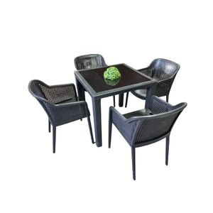 Tilia Baštenski Set Octa, sto i 4 stolice, Crni 80X80