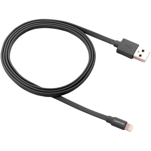 CANYON Charge & Sync MFI Ravni Kabel, USB na Lightning, Apple Certificiran, 1m, Tamno Siva slika 1