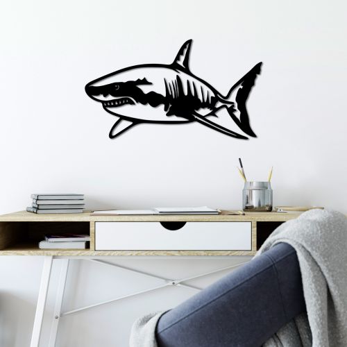 Wallity Metalna zidna dekoracija, Shark - M slika 1