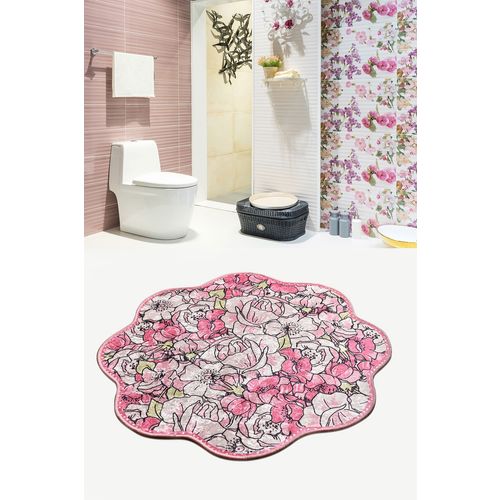 Colourful Cotton Kupaonski tepih, Rosa Shape (140 cm) - Pink slika 1