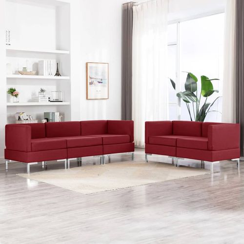 5-dijelni set sofa od tkanine crvena boja vina slika 1