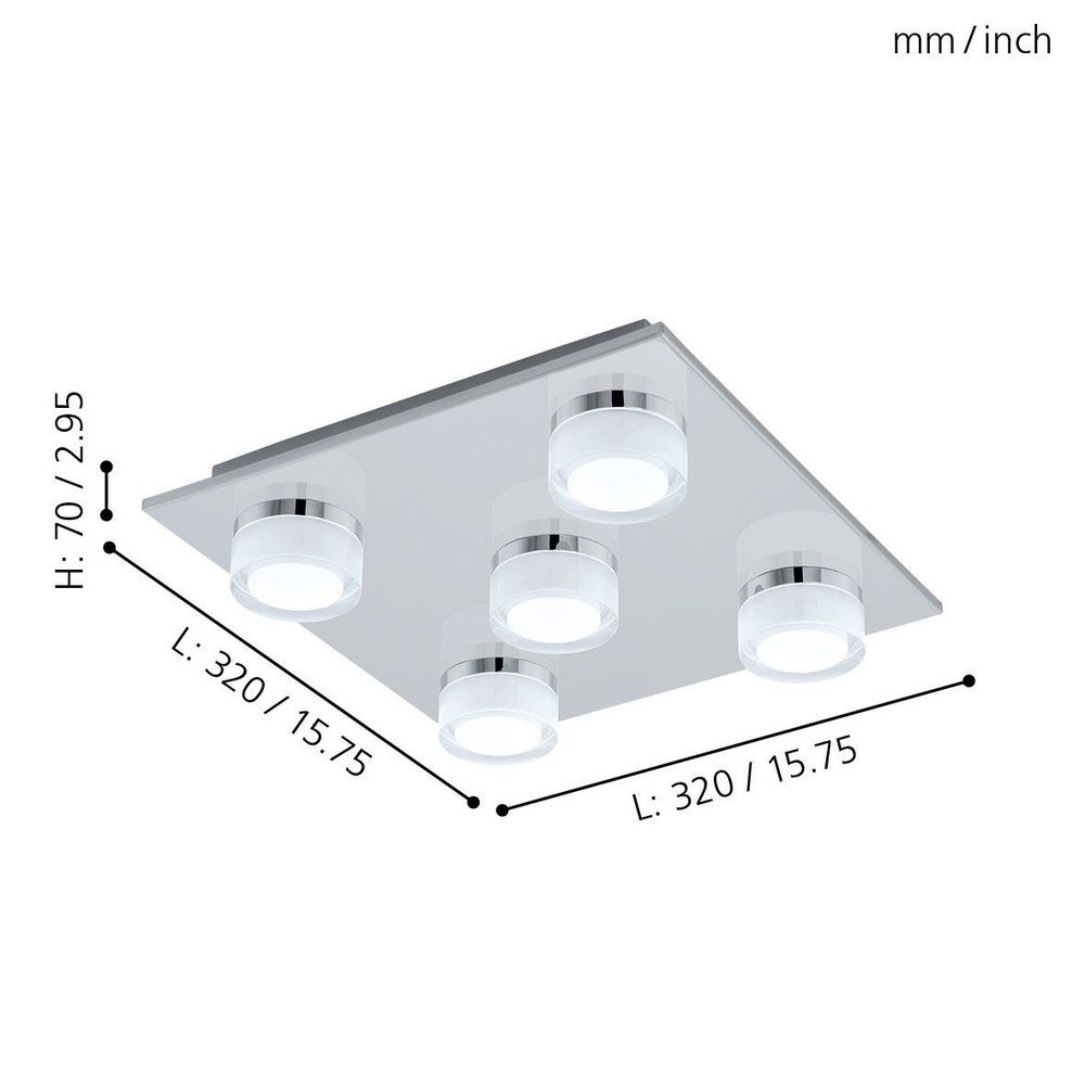 Eglo Romendo 1 zidna/stropna LED lampa, krom/bijela, 5x7,2W, 3750lm slika 3