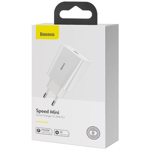 Baseus kućni punjač usb-c qc 20w mini white slika 4