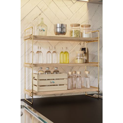 Masa Üstü 3 Katlı Organizer, Servis Rafı Gold
Brown Wall Shelf slika 6