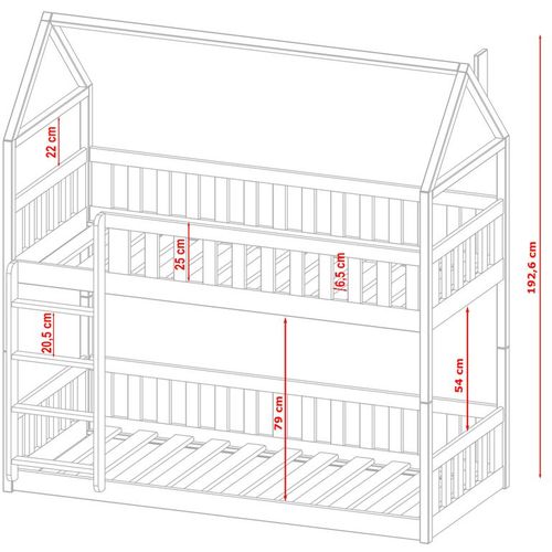 Drveni dječji krevet na sprat Pola - 190x90cm - Bijeli slika 3