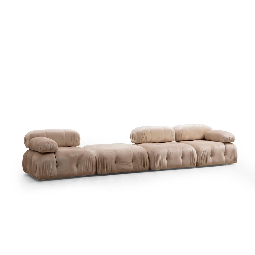 Ugaona Sofa 'Bubble Corner' (L1-O1-1R -Puf) - Krema Boja slika 3