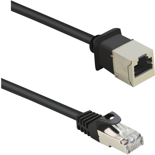 Renkforce  RF-4394130  RJ45  mrežni kabel, Patch kabel  cat 5e  F/UTP  3.00 m  crna  produžetak  sa zaštitom za nosić, pozlaćeni kontakti  1 St. slika 7