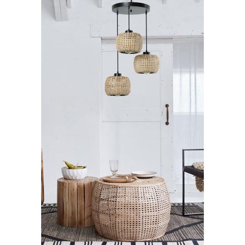 Tıger 3 Lü Tepsili Rattan Sarkıt Rattan Chandelier slika 1