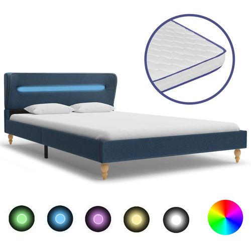 Krevet od tkanine s memorijskim madracem LED plavi 140 x 200 cm slika 18
