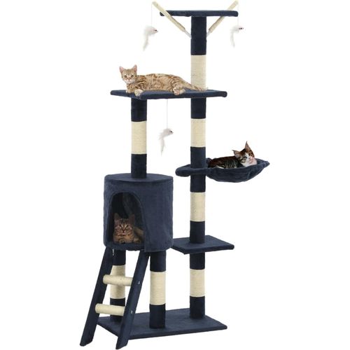 Penjalica za mačke sa stupovima za grebanje od sisala 138 cm tamnoplava slika 13