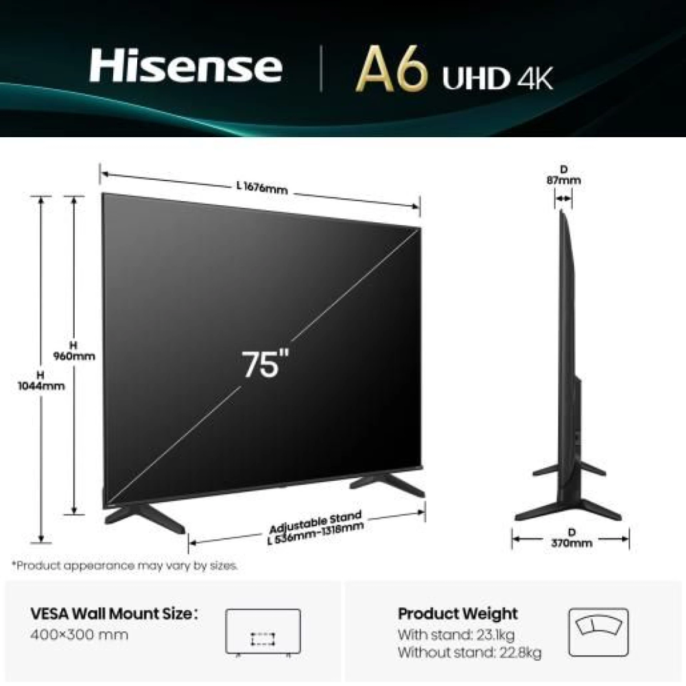 HISENSE TV LED 75A6Q, 75" slika 5