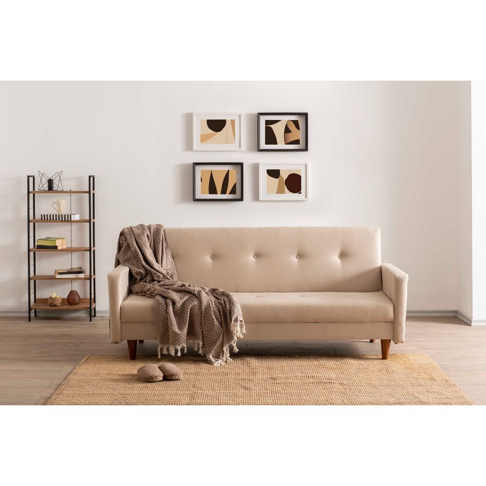 Hiko - Krem Sofa na Razvlačenje za 3 Osobe slika 1