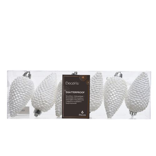 Novogodišnji set šišarki za jelku 6pcs 8cm 028600 - Winter white - KMG slika 2