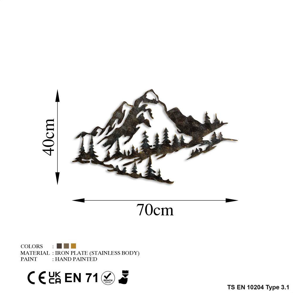 Decorative metal wall accessory Mountain - 1, colour: multicolor slika 7