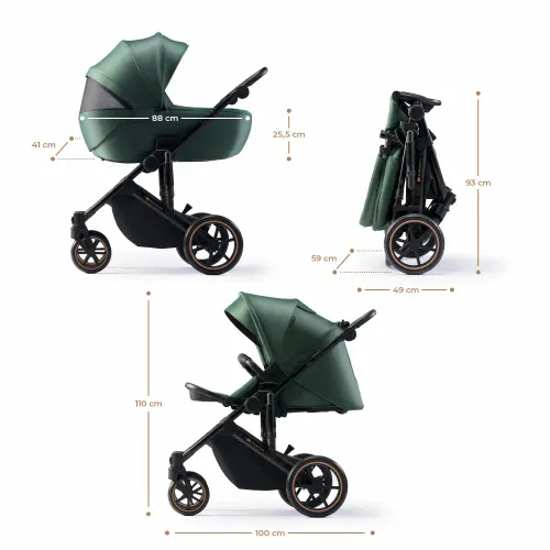 Kinderkraft dječja kolica PRIME 2 MINK PRO 3u1, Dark Green slika 5