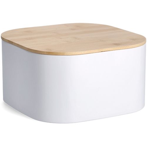Zeller Kutija za kruh s poklopcem od bambusa, metal, bijela, 26,5x26,5x14,5 cm, 25382 slika 2