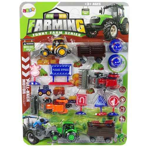 Igračka set poljoprivrednih strojeva sa cestovnim znakovima slika 1