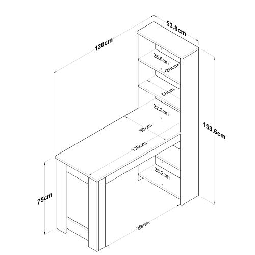 BJ113 - 2621 WalnutWhite Make-Up Table slika 5