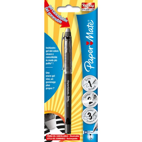 Gel Pen s gumicom PAPER MATE REPLY PREMIUM crni blister slika 1