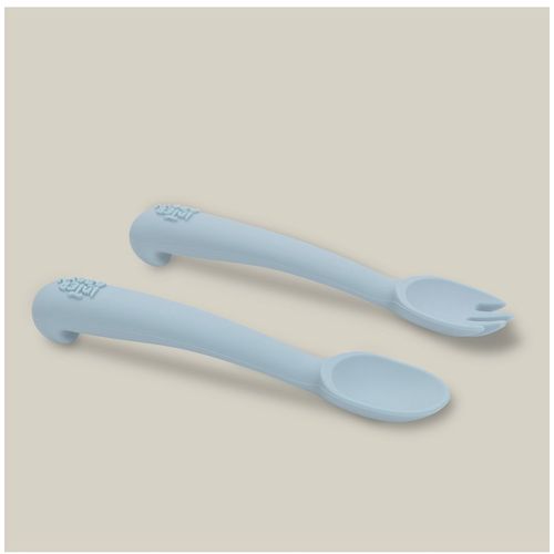 InterBaby silikonski set pribora za jelo Blue Grey slika 2