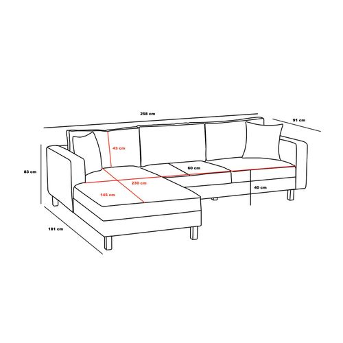 Atelier Del Sofa Kutna garnitura, Antracit Zlato, Berlin Right - Anthracite, Gold slika 10