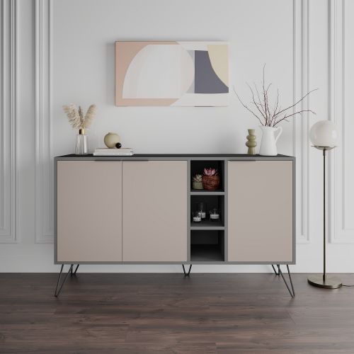 Woody Fashion Komoda, AntracitSvijetlo smeđa, Clara Console - Anthracite, Light Mocha slika 1