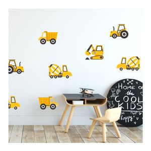 Pastelowe zidne naljepnice građevinska vozila žute