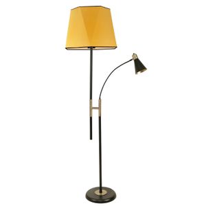 Forza Siyah Lambader Altıgen Hardal Abajurlu Yellow Floor Lamp