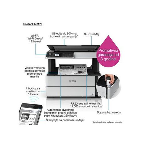 EPSON M2170 EcoTank ITS multifunkcijski inkjet crno-beli štampač slika 4