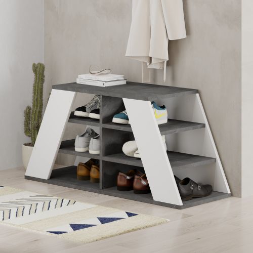 Pyramid Shoe Bench - Grey, White Grey
White Shoe Cabinet slika 3