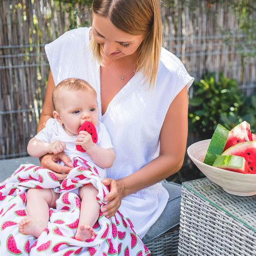 BabyOno Swaddles tetra pelene za povijanje + zvečka, lubenica slika 16