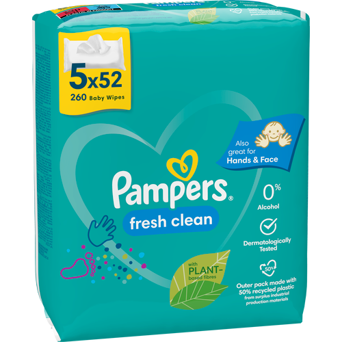 Pampers vlažne maramice fresh clean 5x52 komada slika 1