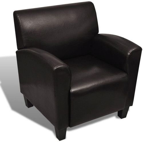 Fotelja od umjetne kože tamnosmeđa slika 7