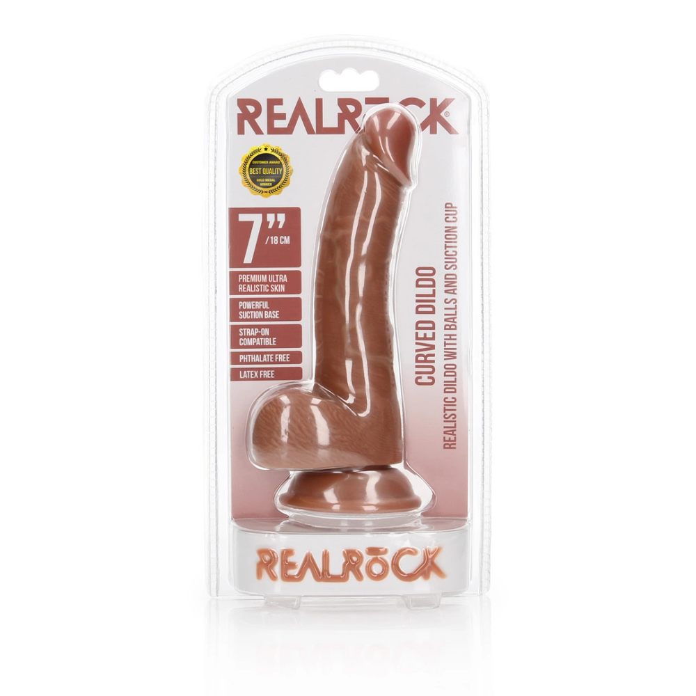 RealRock by Shots Zakrivljeni realistični dildo s kuglicama i vakuumom - 7 / 18 cm slika 2
