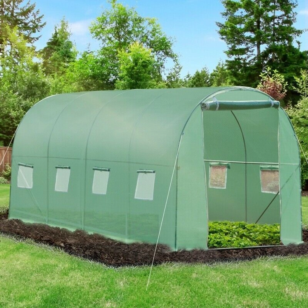 Vrtni tunelski staklenik 4 × 2 × 2 m, 8 m², metalna konstrukcija, UV folija, 2 ulaza slika 4