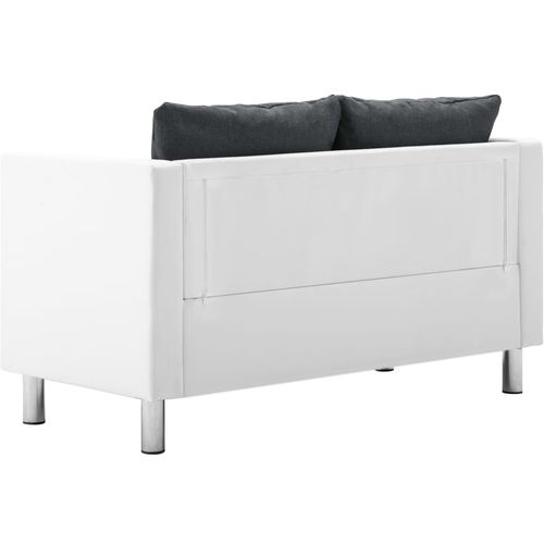 2-dijelni set sofa od umjetne kože bijeli i tamnosivi slika 4