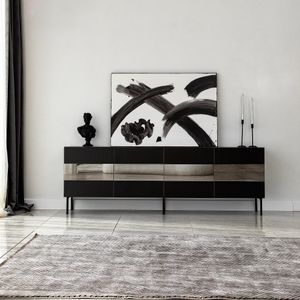 TV Stalak Leon - Crni, Fume Black