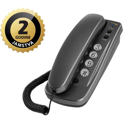 Dartel telefon žičani, stolni ili zidni, mute, tamno sivi LJ-260 slika 1