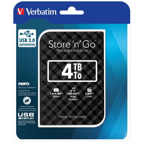 Externi hard disk Verbatim Store'n'Go 2.5" (6.35mm) Gen2 4TB USB 3.0 crni  slika 3