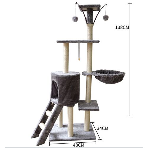 Grebalica za mačke sa merdevinama Siva 48x34x138 cm slika 1
