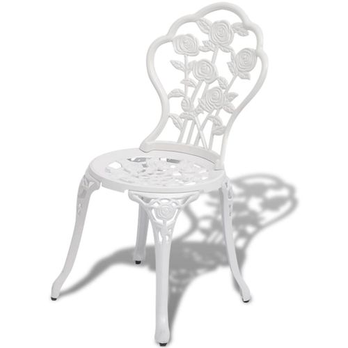 Bistro stolice 2 kom lijevani aluminijum bijeli slika 12