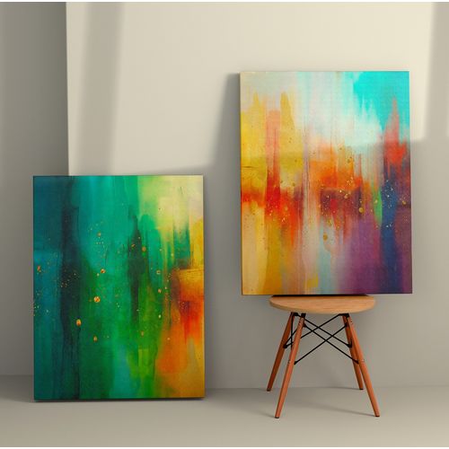 2KNV4232 - 50 x 70 Multicolor Decorative Canvas Painting (2 Pieces) slika 1