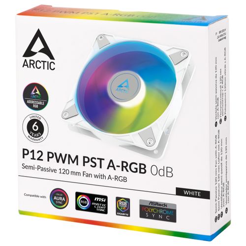 ARCTIC P12 PWM PST A-RGB 120mm 4-pin ventilator, bijeli slika 1