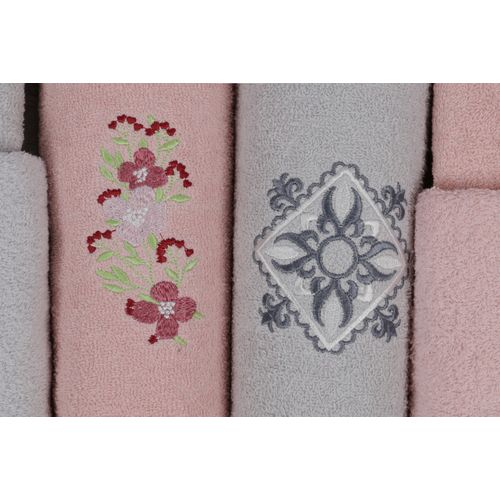 Colourful Cotton Kupaonski ogrtač za NJU  and  NJEGA, komplet ručnika, 4 komada, Nakışlı Aile - Powder, Grey v1 slika 8